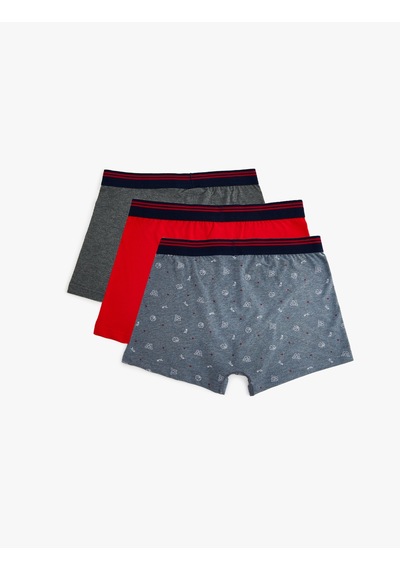 Koton 3'lü Boxer Seti Baskılı Pamuklu Mavi Melange 5wlm90019mk Mavi Melanj