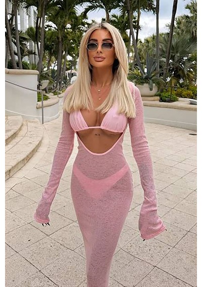 Nadya Üçlü Brazilian Bikini Takım - Pembe