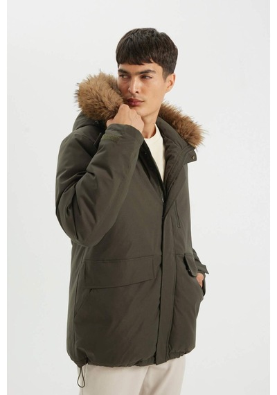 Defacto Regular Fit Kapüşonlu Fermuarlı Parka D1275ax24wnkh428 Haki