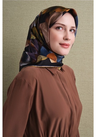 Armine Saf İpek Twill Eşarp 9632d 36 Koyu Lacivert Siyah