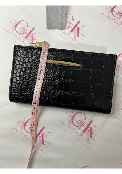 Gk Gamzelirenklerim Luxury Fashıon&accessorıes Kroko Dokulu Gold Detaylı Lüx Görünümlü Cüzdan Siyah
