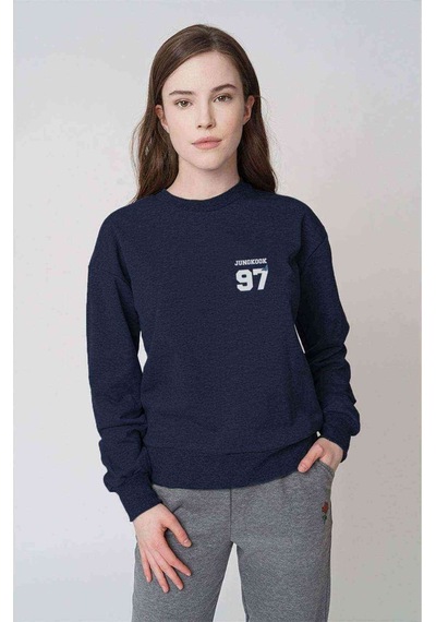Bts Jungkook 97 Baskılı Indigo Mavi Kadın Sweatshirt