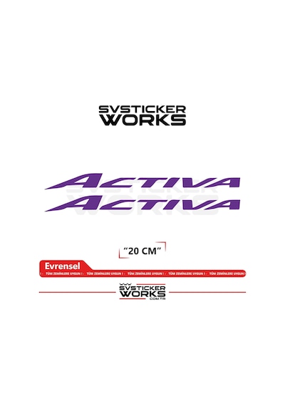 Honda Activa Sticker Uyumlu Yazı Yüksek Kalite Özel Kesim Folyo 2'li Set Mor