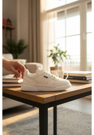 Enoch Erkek Beyaz Günlük Spor Ayakkabı Kalın Tabanlı Sneaker Metal Logolu Ve Dikişli Sokak Modeli Beyaz Enoch Erkek Beyaz Günlük Spor Ayakkabı Kalın Tabanlı Sneaker Metal Logolu Ve Dikişli Sokak Modeli Beyaz