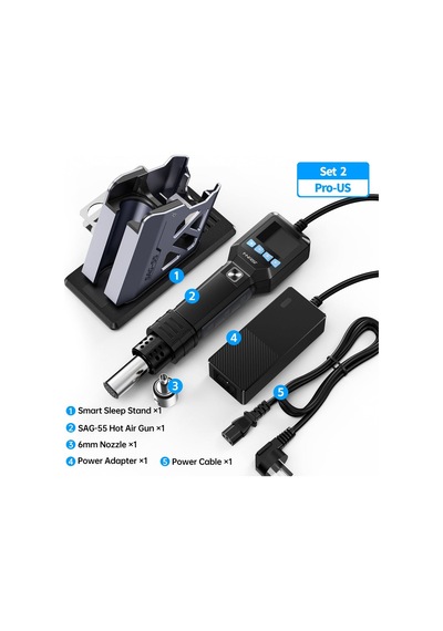 Fnırsı Sag-55 Pro Akıllı 550w Sıcak Hava Tabancası Profesyonel Set