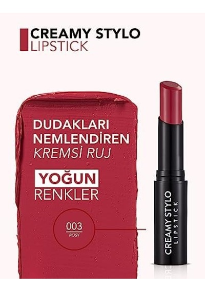 Yarı Parlak Stick Ruj- Creamy Stylo Lipstick -003 Rosy -8682536013635 0