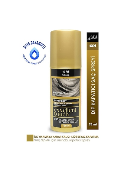 Jaja Exxellent Touch Suya Dayanıklı Beyaz Dip Kapatıcı Topik Sprey 75 Ml Gri