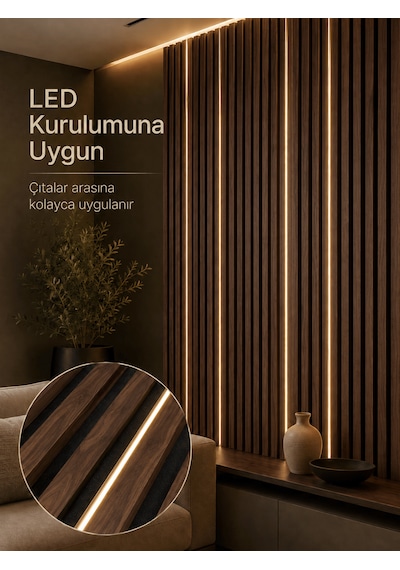 Beylini Mdf Ahşap Duvar Akustik Paneli 3d Ses Engelleyici Yalıtımlı Panel 47x47 Cm Tavan Duvar Kapı Kaplama Ceviz Renk