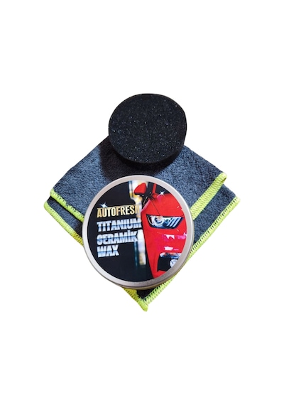 Autofresh Titanyum Seramik Wax Araç Parlatıcı Canuaba Wax 175 G + Sünger ve Mikrofiber Bez