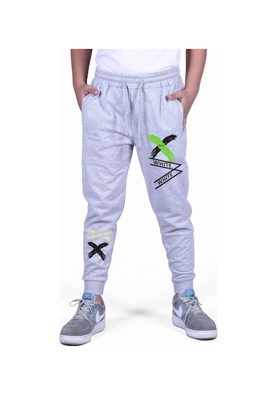 Fyk Kids 2 Li Fermuarlı, Baskılı X Collection Erkek Çocuk Eşofman Altı Gri - Lacivert