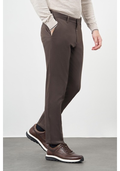 İmza Koyu Camel Düz Armürlü Pamuklu Yan Cep Comfort Fit Casual Pantolon 1003245164 Koyu Camel
