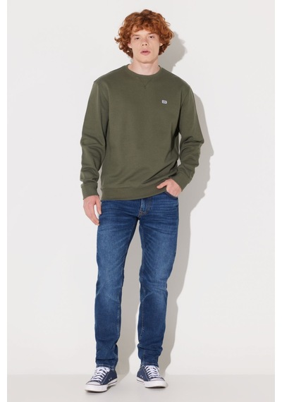 Wrangler Erkek Regular Fit Normal Kesim Pamuk Bisiklet Yaka Şardonlu Sweatshirt - L81ıry Yeşil