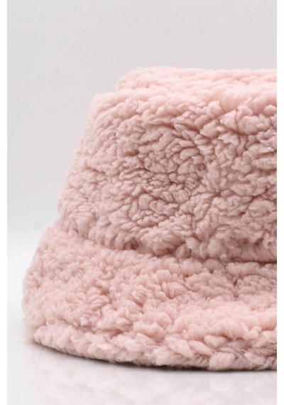 Külah Kadın Kışlık Suni Kürk Peluş Pembe Şapka - Standart Pembe