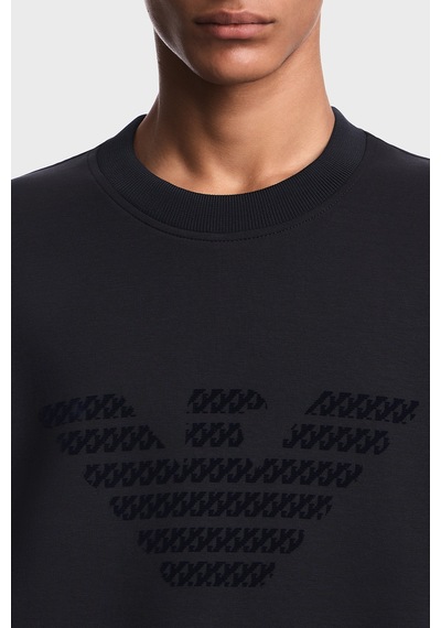 Emporio Armani Kadife Logolu Regular Fit Bisiklet Yaka Sweat Erkek Sweat Em006841 Af10013 Mb845 Lacivert