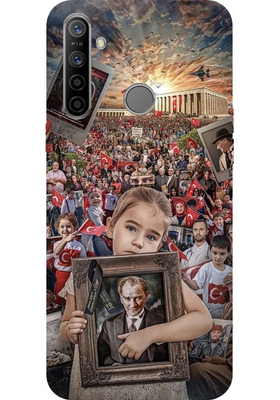 Realme 5i/6i/c3/c3i Uyumlu Anıtkabir Atatürk Portre Baskılı Silikon Kılıf Renkli