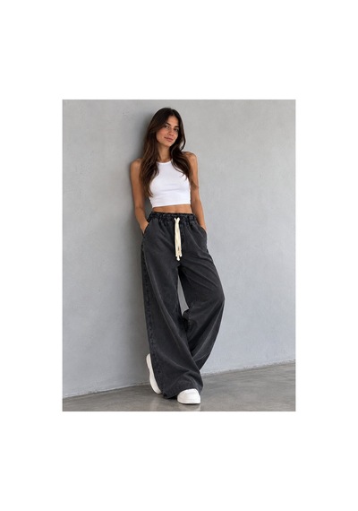 Zdnjeans Kadın Yüksek Bel Bol Paça Pantolon Antrasit