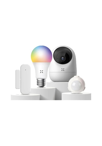 Tr Akıllı Ev Güvenlik Kamerası Rgb Ampul Wi-fi Hareket Sensörü Ve Kapı/pencere Sensörü 4'lü Ev Seti