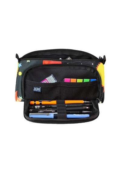 Jacbag Prime Xl-lastik Ayraçlı İki Bölmeli Kalem Kutusu Prime Xl-galaksi renkli