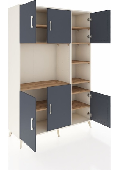 Hyperion Dolap 10 Raflı 6 Kapaklı 132x44x195 Aytaşı-antrasit/çam Aytaşı
