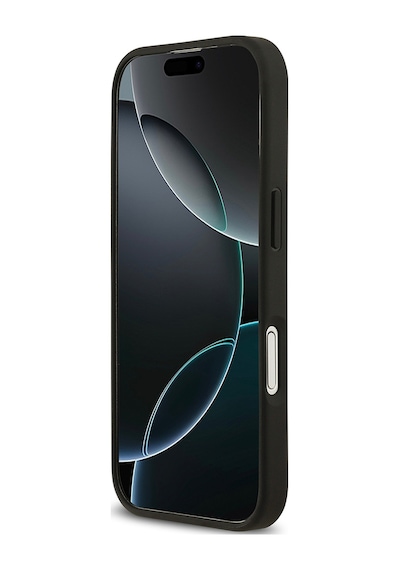 Apple Uyumlu iPhone 17 Kılıf Guess Lisanslı M-safeli Taneli Çiçek Tasarımlı Metal Yazı Logolu Kapak Siyah Siyah