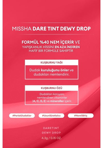 Uzun Süre Kalıcı, Nemli Bitiş Sunan Parlak Tint Dare Tint Dewy Drop Heart Syrup 0 34909642