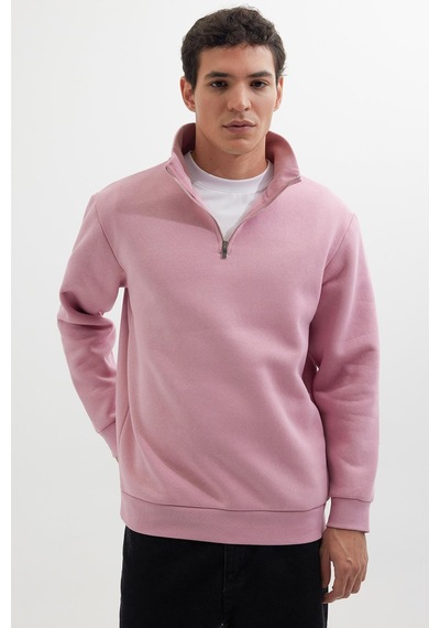 Tudors Unisex Relax Fit Rahat Kesim Pamuklu İçi Polarlı Yarım Fermuarlı Lila Dik Yaka Sweatshirt-35168 Lila Tudors Unisex Relax Fit Rahat Kesim Pamuklu İçi Polarlı Yarım Fermuarlı Lila Dik Yaka Sweatshirt-35168 Lila