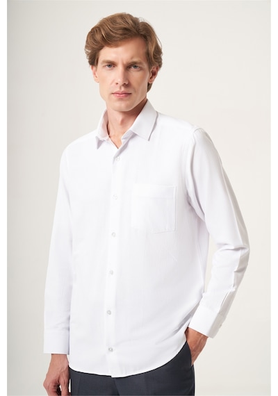İmza Beyaz Sert Yaka Oxford Comfort Fit Pamuklu Gömlek 1004265285