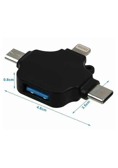 Lightning Apple Uyumlu iPhone  Type-c Micro Usb 3in1 Usb 3.0 Dişi Otg Çevirici