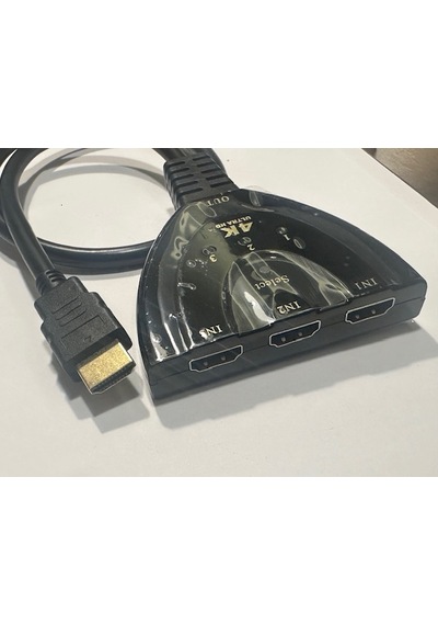 4k Hdmi Switch 3 Port Hdmi Switch 50 Cm Kablolu Hdmi Çoğaltıcı