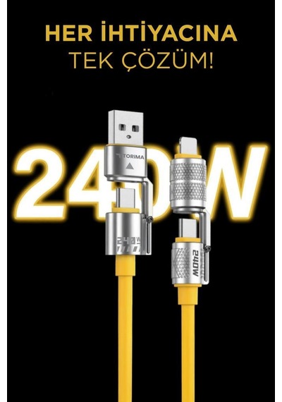 Torima U23 4 in 1 Silikon 240 W Usb-a/type-c Giriş type-c/lightning Çıkış Hızlı Şarj Data Kablosu