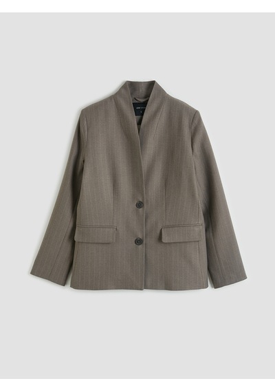 Lcw Vision Kahverengi Şal Yaka Çizgili Kadın Blazer Ceket