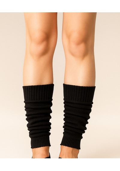 Ozzy Socks Aerobik Tozluk Akrilik Triko Örgü Leg Warmer Ayak Isıtıcı Siyah Siyah