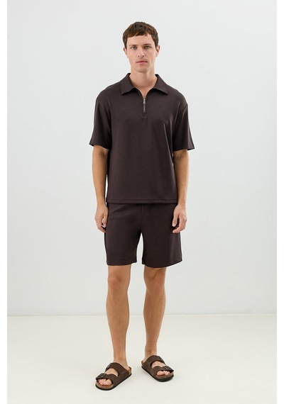 Antioch Polo Yaka Basic T-shirt Kahverengi