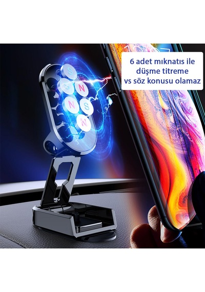 Mt90 Alüminyum Kasa Araç İçi Telefon Tutucu Torpido Üstü 360 Dere