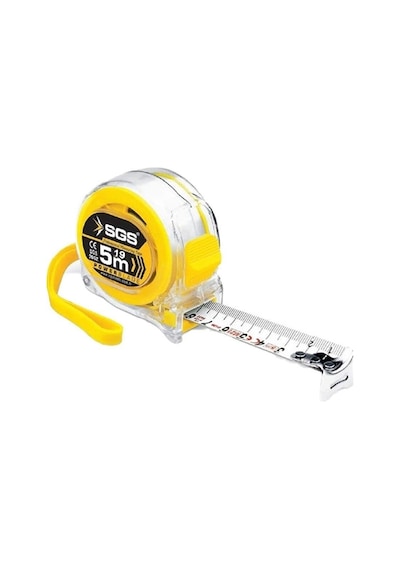 Sgs 2060 16 Mm X 3 M Şerit Metre Otomatik Kilitli Şeffaf Kasalı Çelik Şerit Metre 3 M