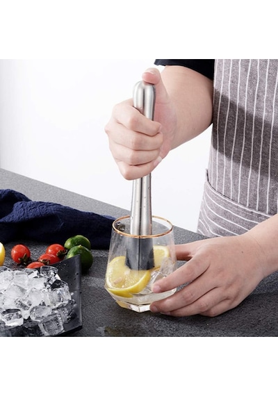 Paslanmaz Çelik Buz Kırma Çubuğu Kokteyl Ve Meyve Ezmeli Bar Muddler Ezici Aparat Çelik