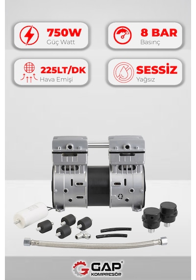 Kompresör Kafası Sessiz Ve Yağsız G750w