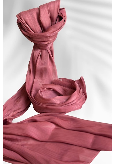 Esilanur Saten Dokulu Janjan Abiye Şal 75x180cm Gül Kurusu Gül Kurusu