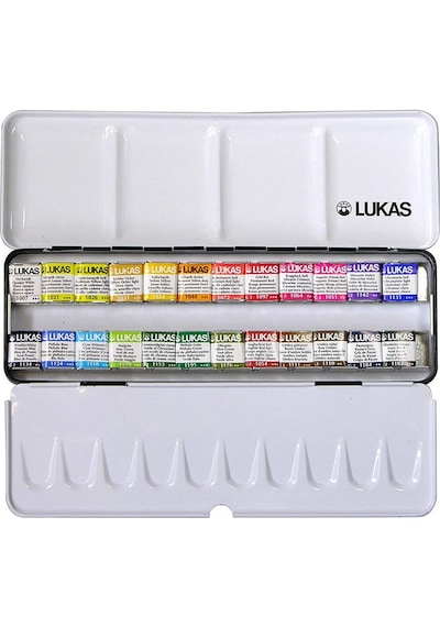 Lukas Aquarell Profesyonel Tablet Sulu Boya Seti 24 Renk Metal Ku