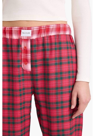 Defacto Regular Fit Flanel Kareli Pijama Altı-fall İn Love G1604ax25wngn380 Yeşil-gn380