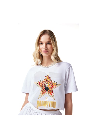 Galatasaray Şampiyonluk Kolaj T-shirt E251353 Beyaz