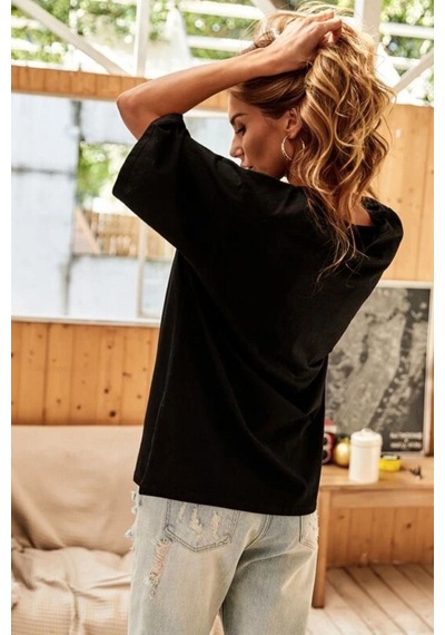 Blackjack Giyim Blackjackgiyim Siyah Oversize Aloha Baskılı Tshirt Siyah
