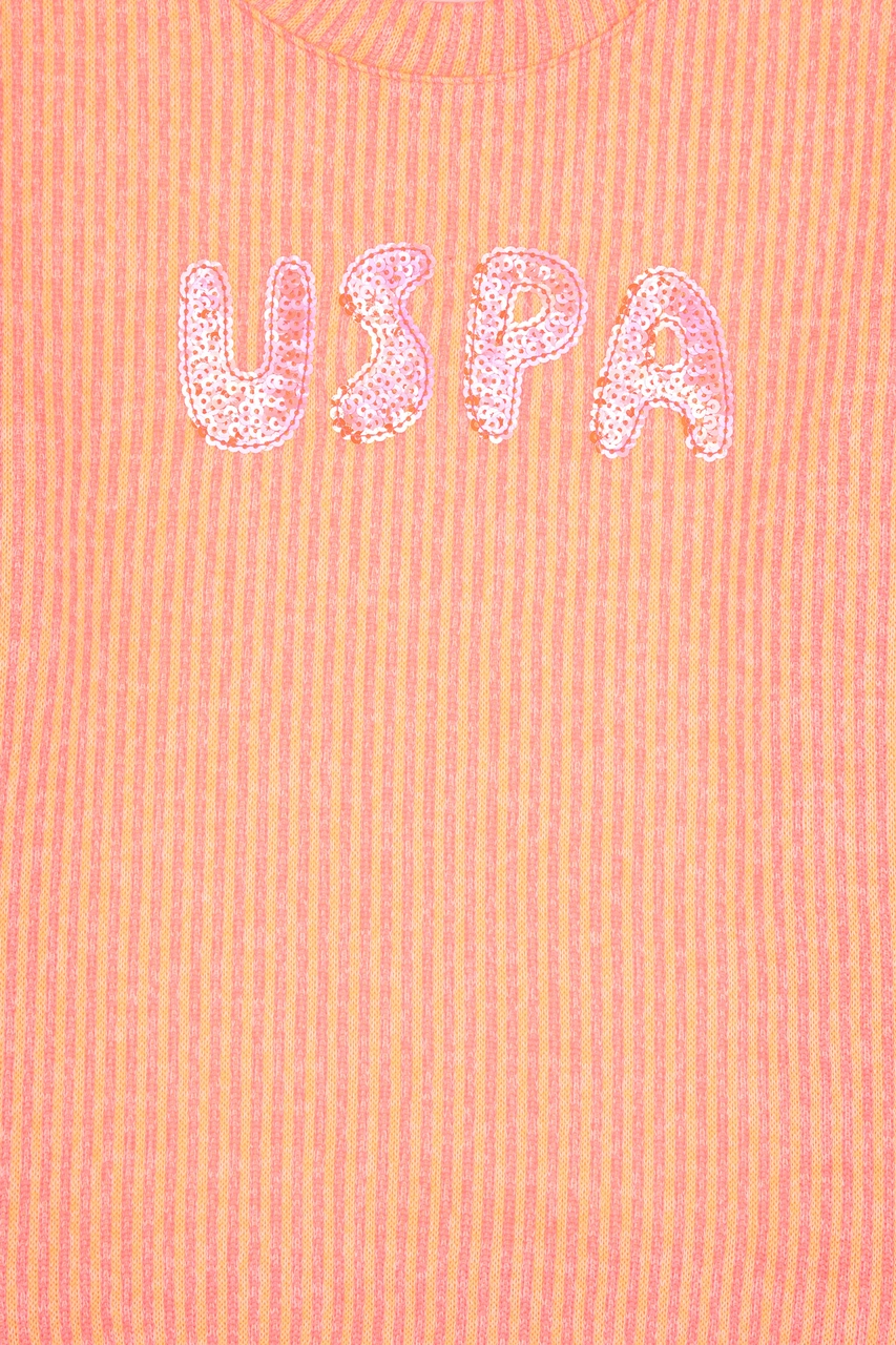 U.S. Polo Assn. Kız Çocuk Neon Pembe Bisiklet Yaka Sweatshirt 50314848-VR105