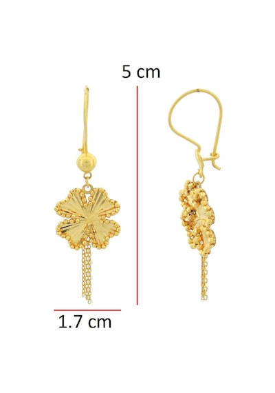Yonca Sallantılı Altın Küpe / 22 Ayar Sarı Altın