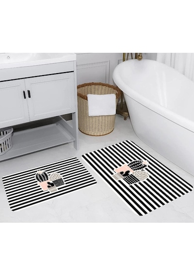 Eliana Home Dijital Baskılı 2'li Banyo Paspas Takımı Lna5246 Siyah