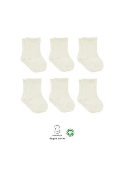 Bistyle 6lı Penye Düz Soket Çorap Bs6008 Ekru 001