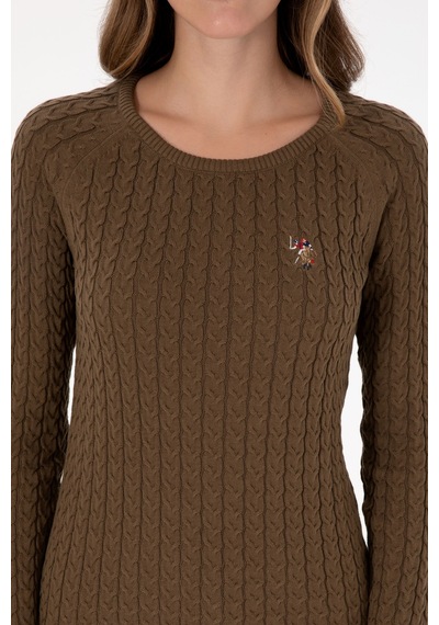 U.S. Polo Assn. Kadın Haki Bisiklet Yaka Basic Kazak 50307728-VR027