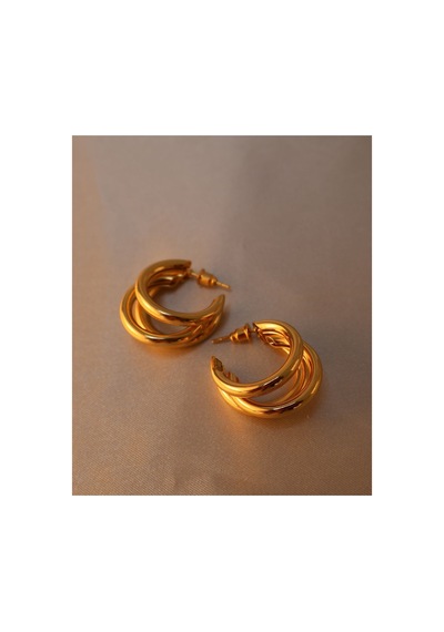 İç İçe Halkalı Trend Gold Küpe Altın - 645306852 Altın
