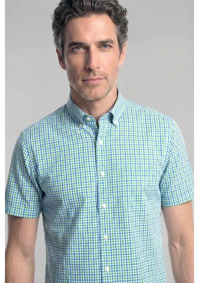 Bisse Regular Fit Erkek Kısa Kol Paşa Yaka Pamuk Yeşil Gömlek Gmczg250073 E47 Yeşil