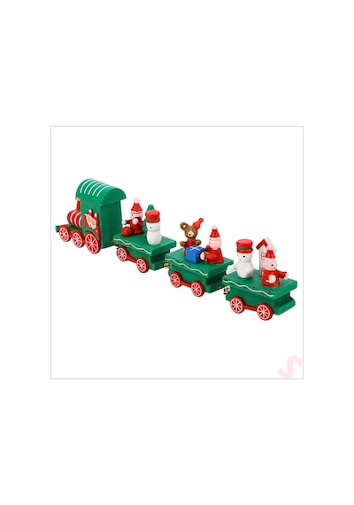 Yılbaşı Dekorasyonu, Ahşap Tren Seti - 22 Cm